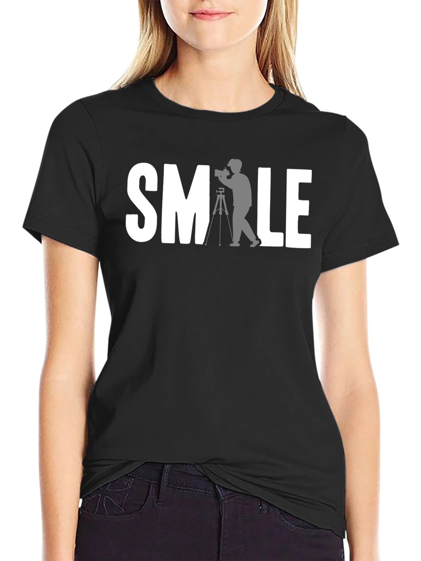 SMILE Photographer Black Graphic T-Shirt