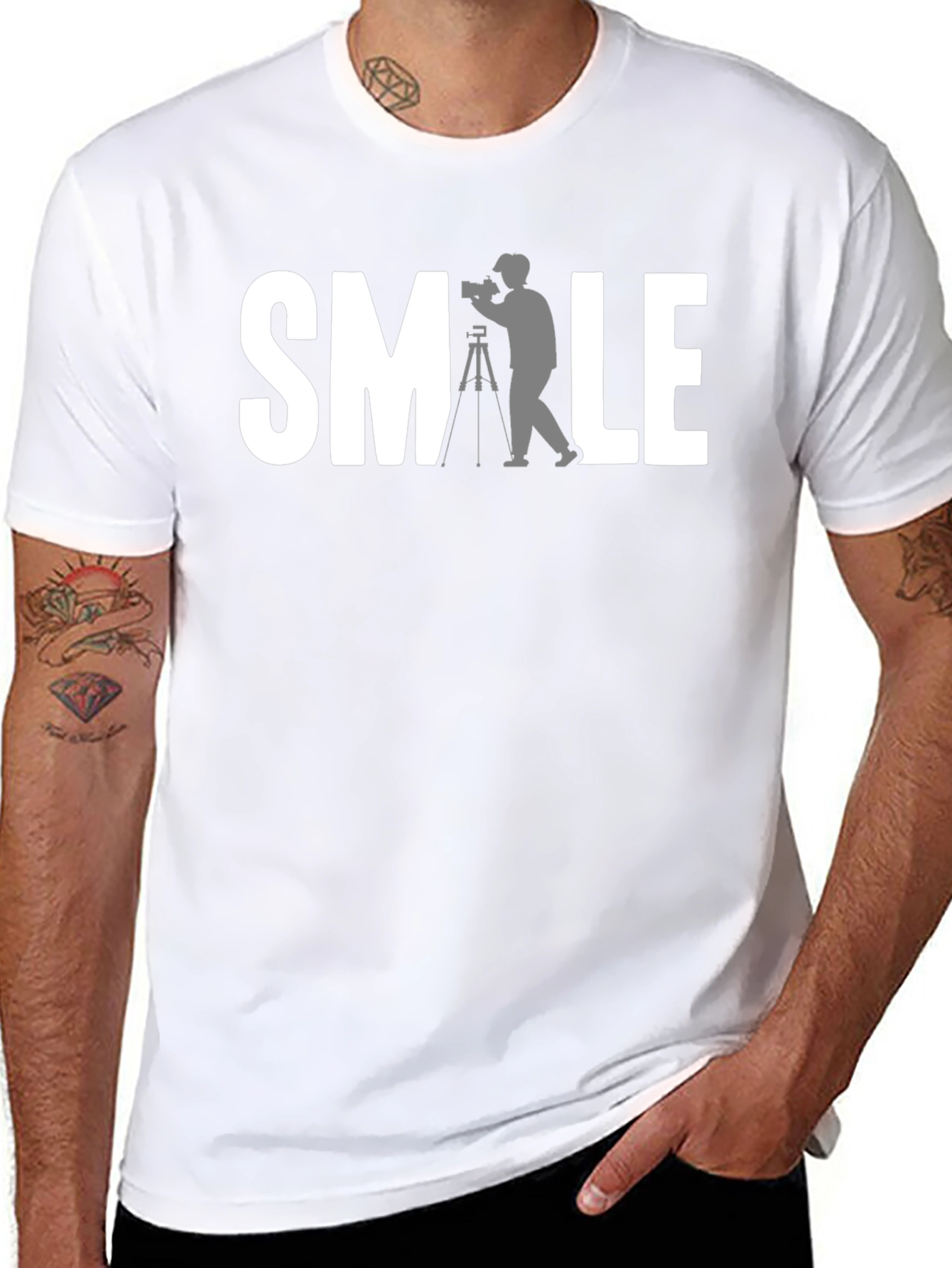 SMILE Photographer Black Graphic T-Shirt