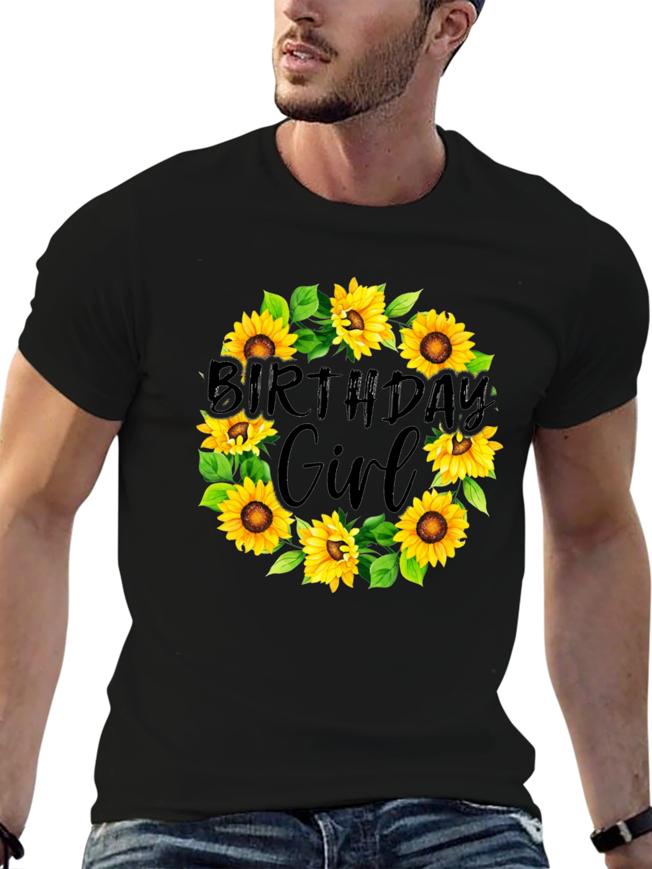 Birthday Girl Sunflower Wreath T-Shirt