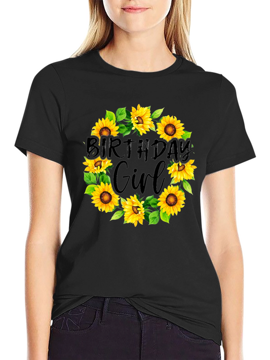 Birthday Girl Sunflower Wreath T-Shirt