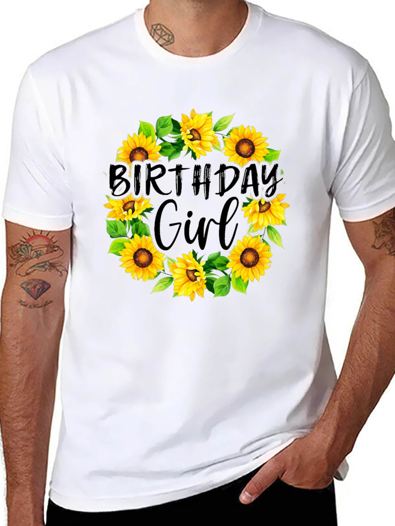Birthday Girl Sunflower Wreath T-Shirt