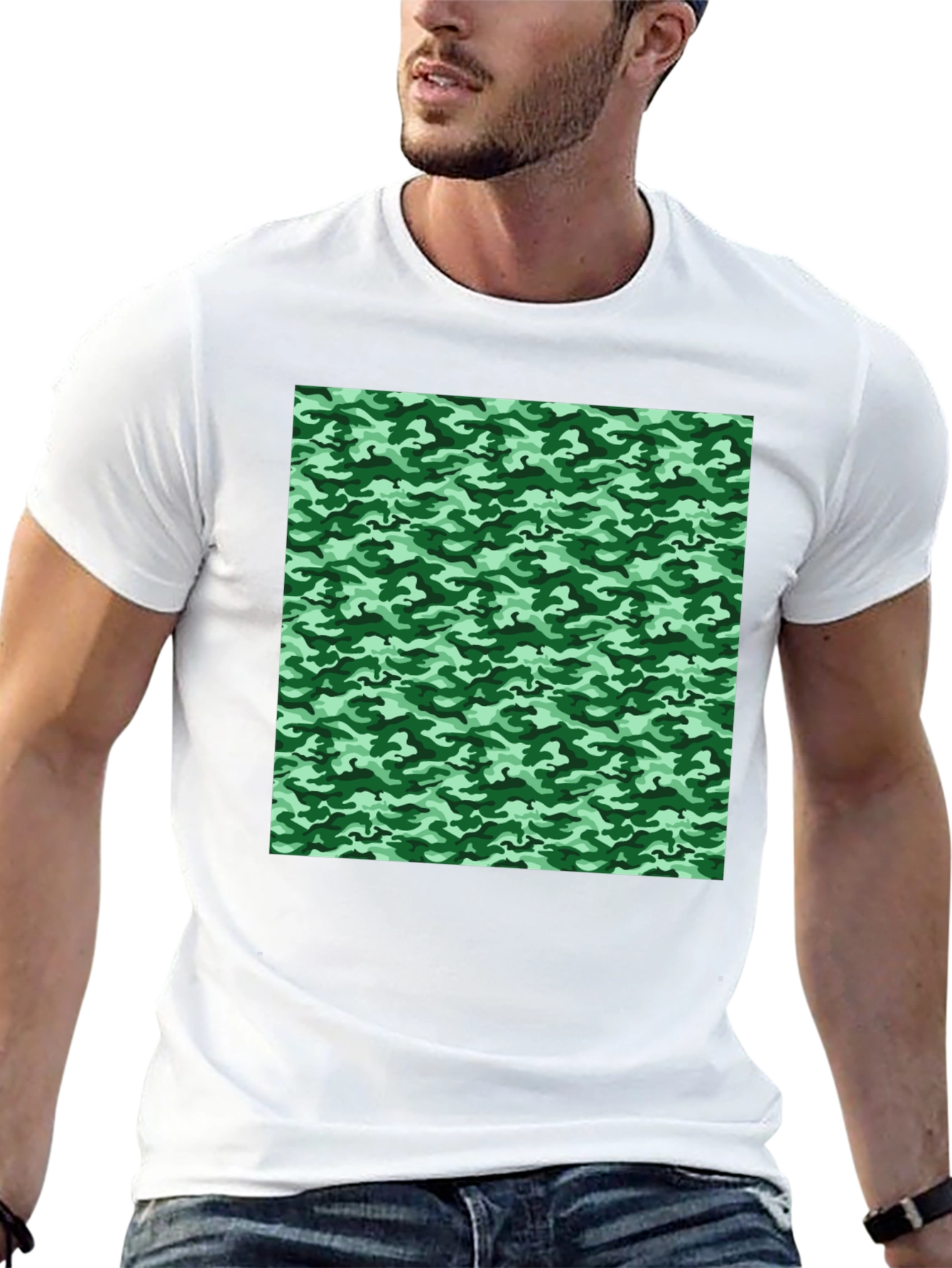 Camo Print T-Shirt - Black