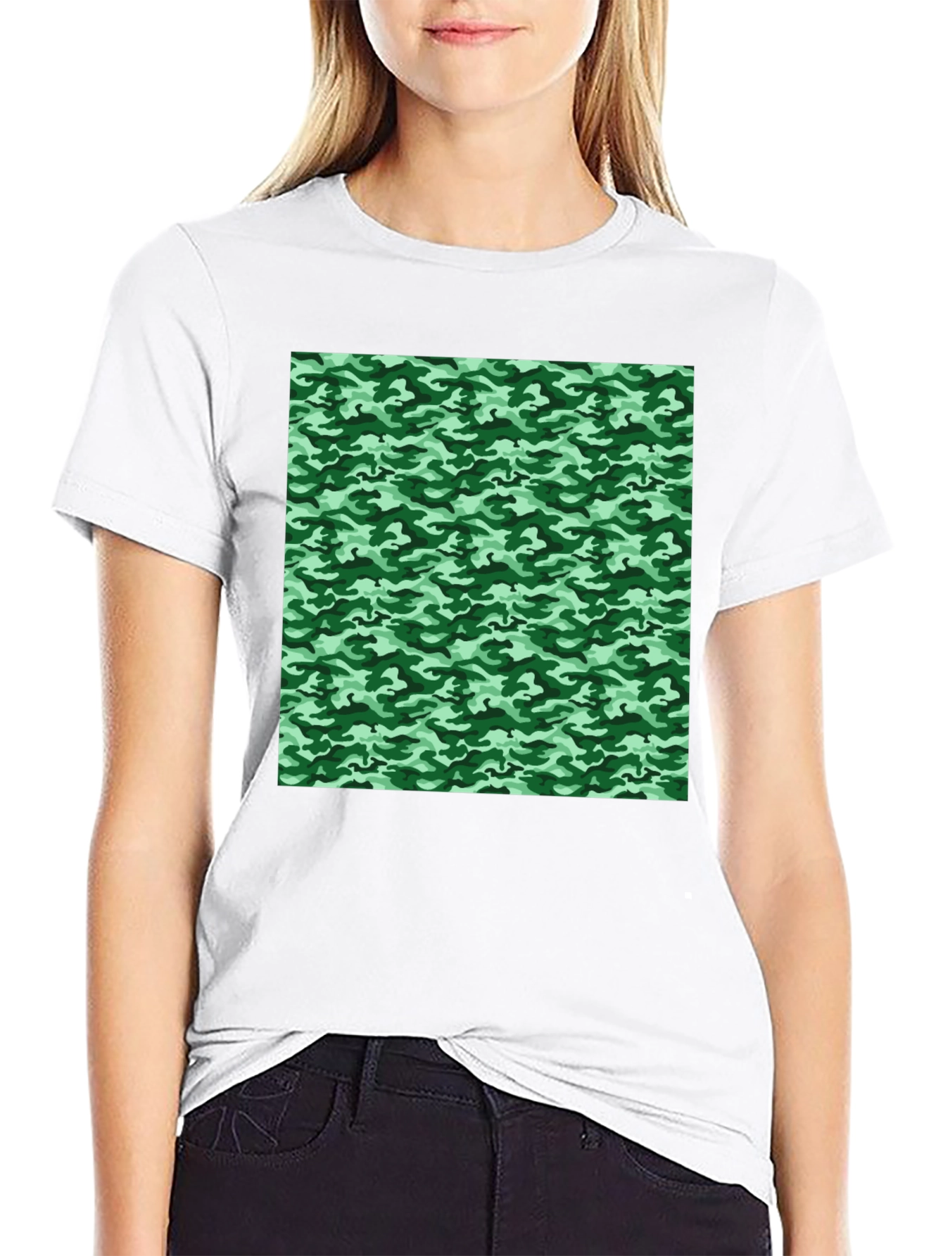Camo Print T-Shirt - Black