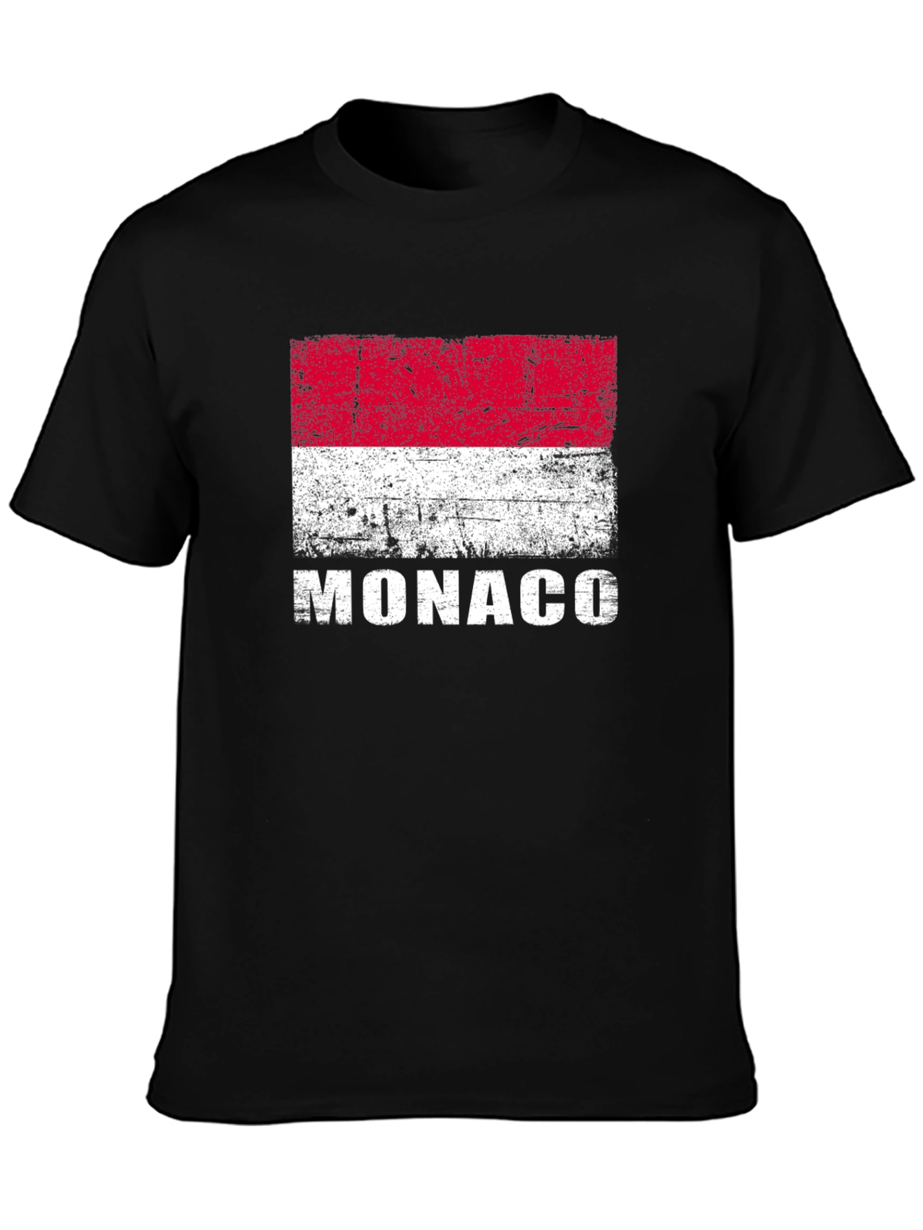 Monaco Flag Distressed Graphic T-Shirt - Black