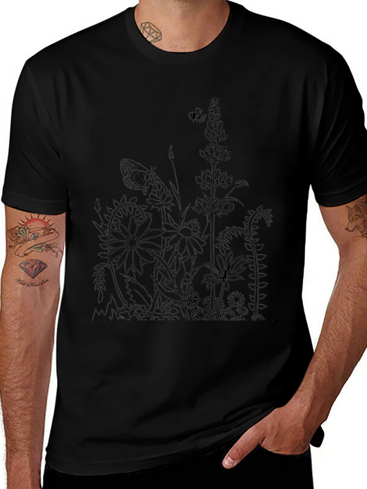 Floral Print Black T-Shirt