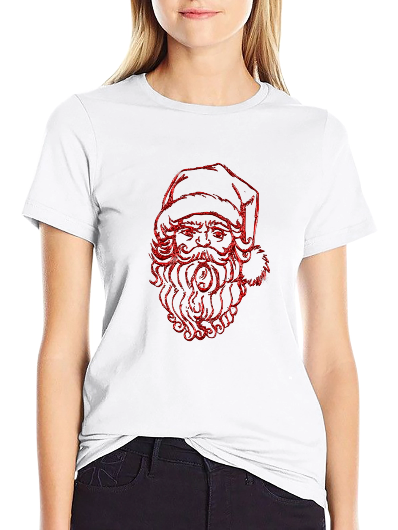 Red Santa Graphic Black T-Shirt