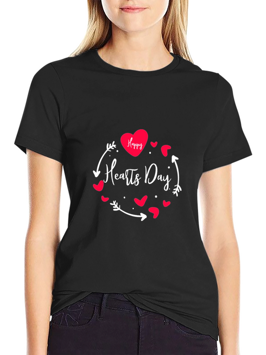 Happy Hearts Day Graphic Tee - Black