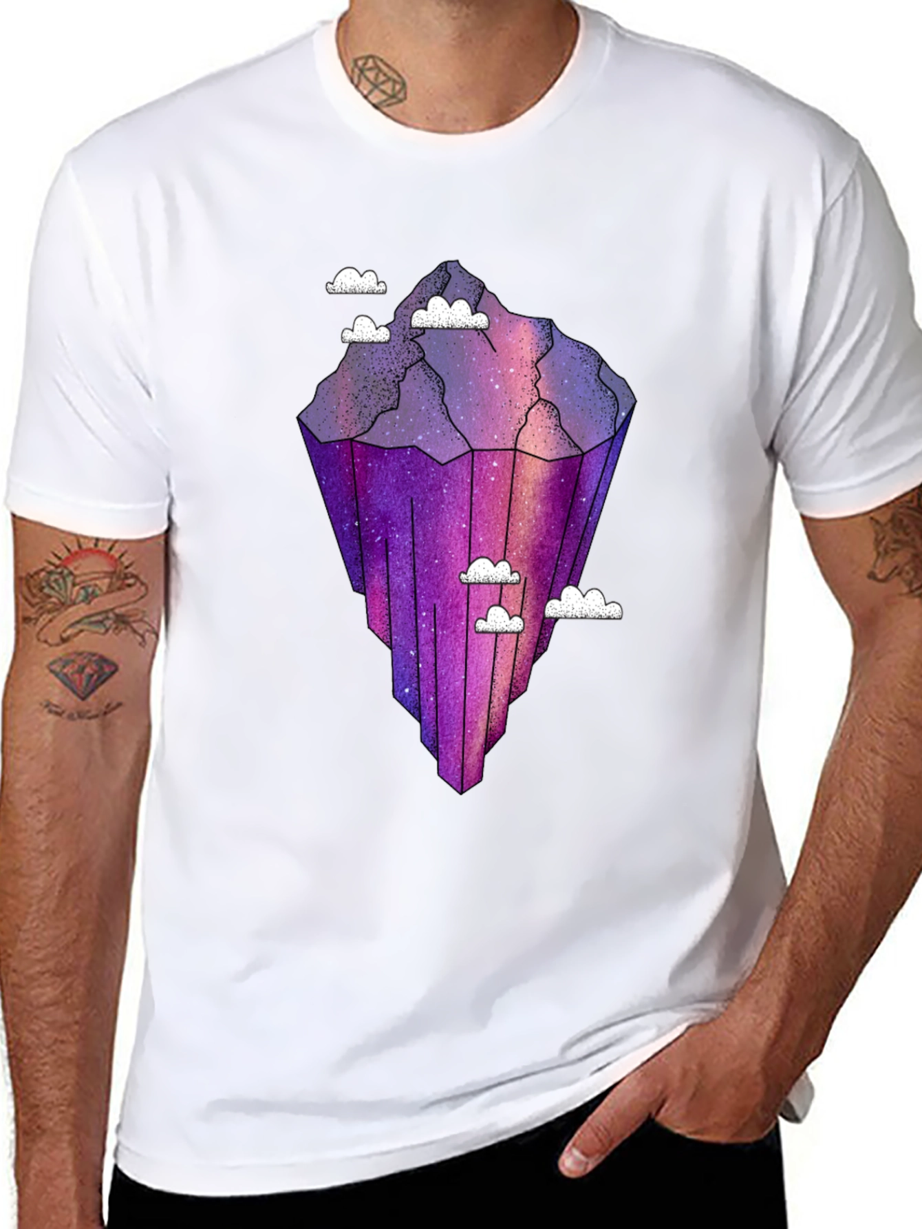 Cosmic Mountain Graphic Tee - Trendy Black T-Shirt
