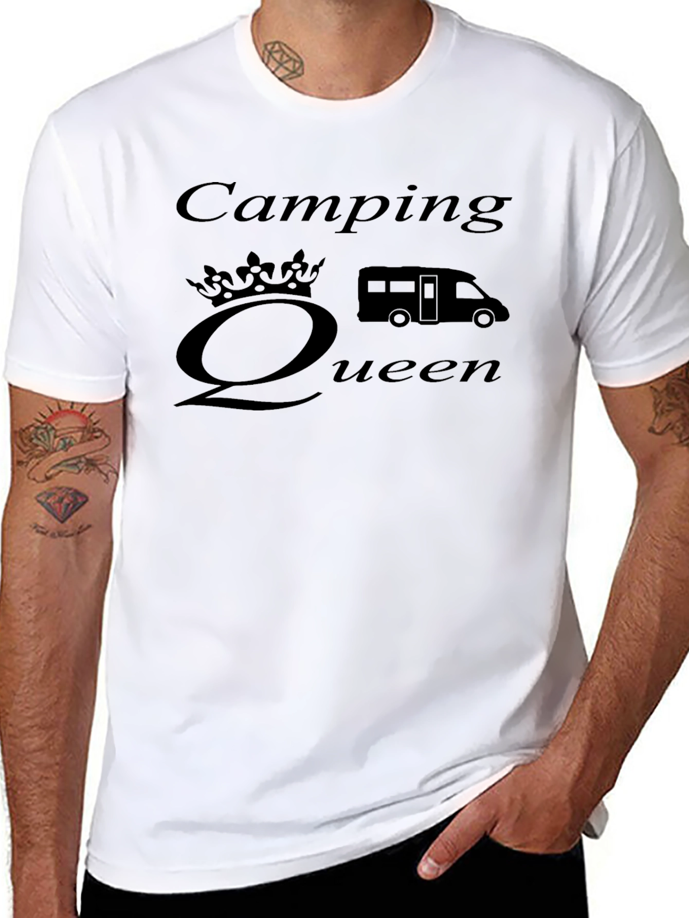 Camping Queen Black Graphic T-Shirt