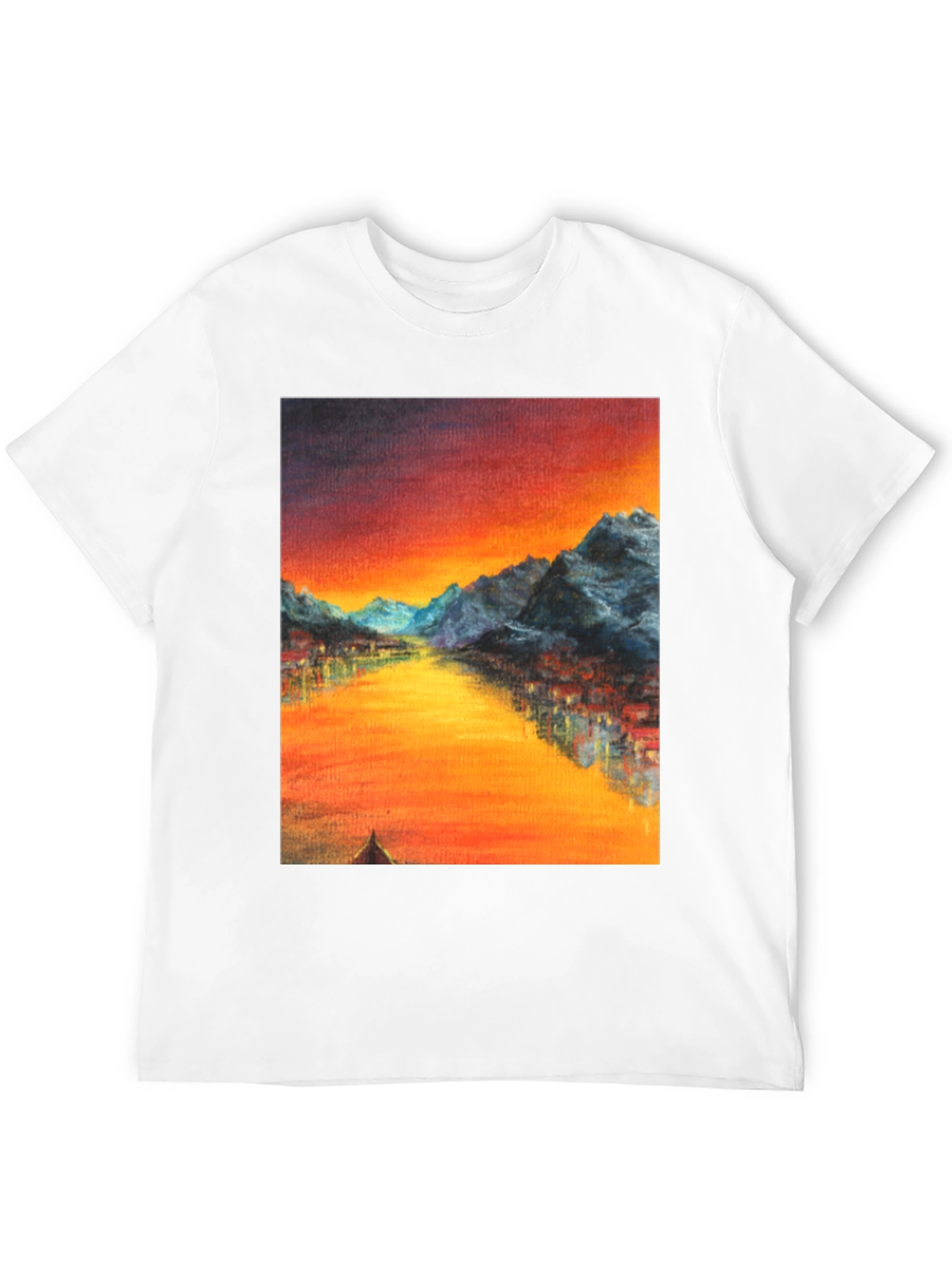 Sunset Mountain River Graphic Tee - Black