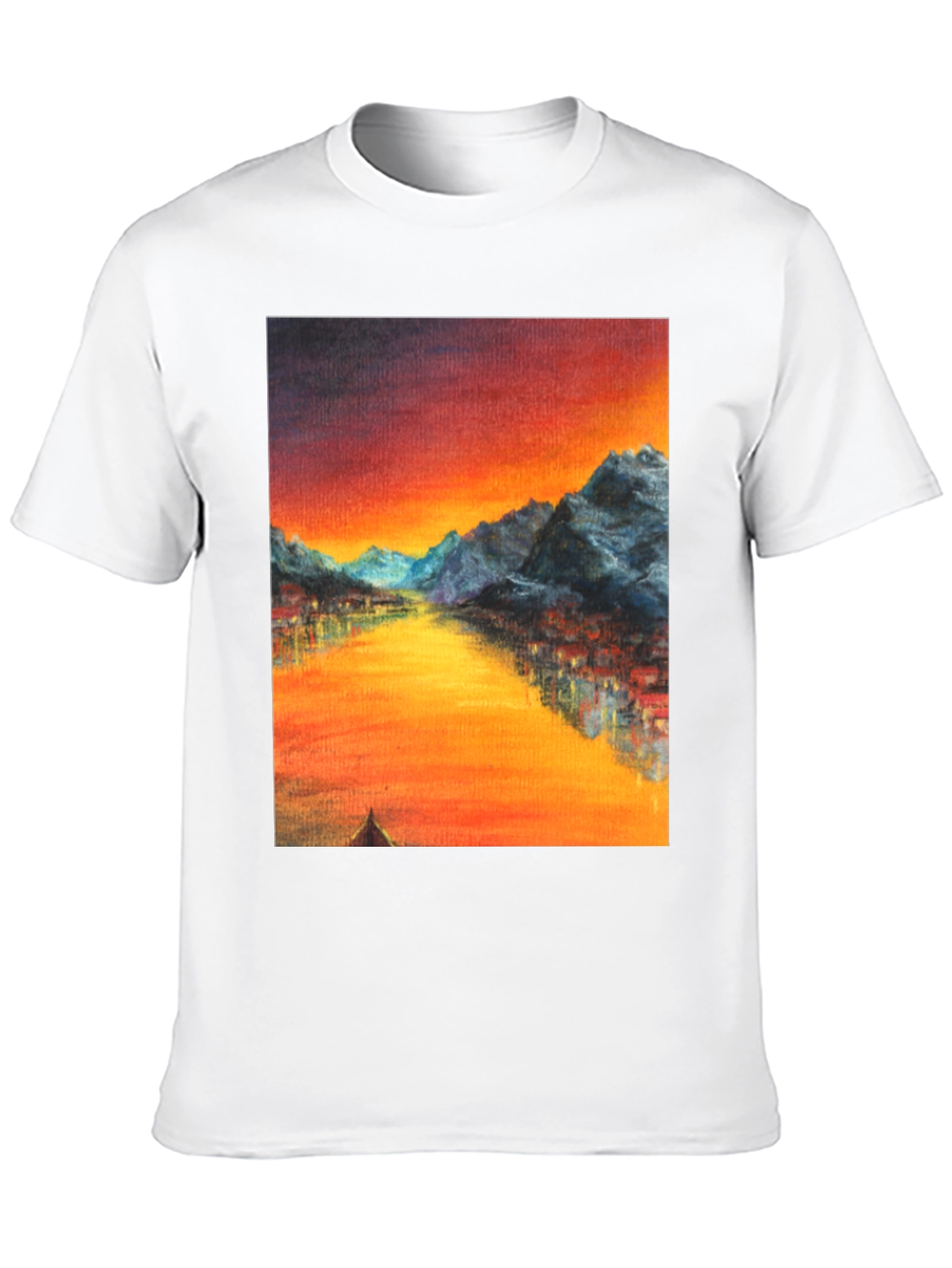 Sunset Mountain River Graphic Tee - Black