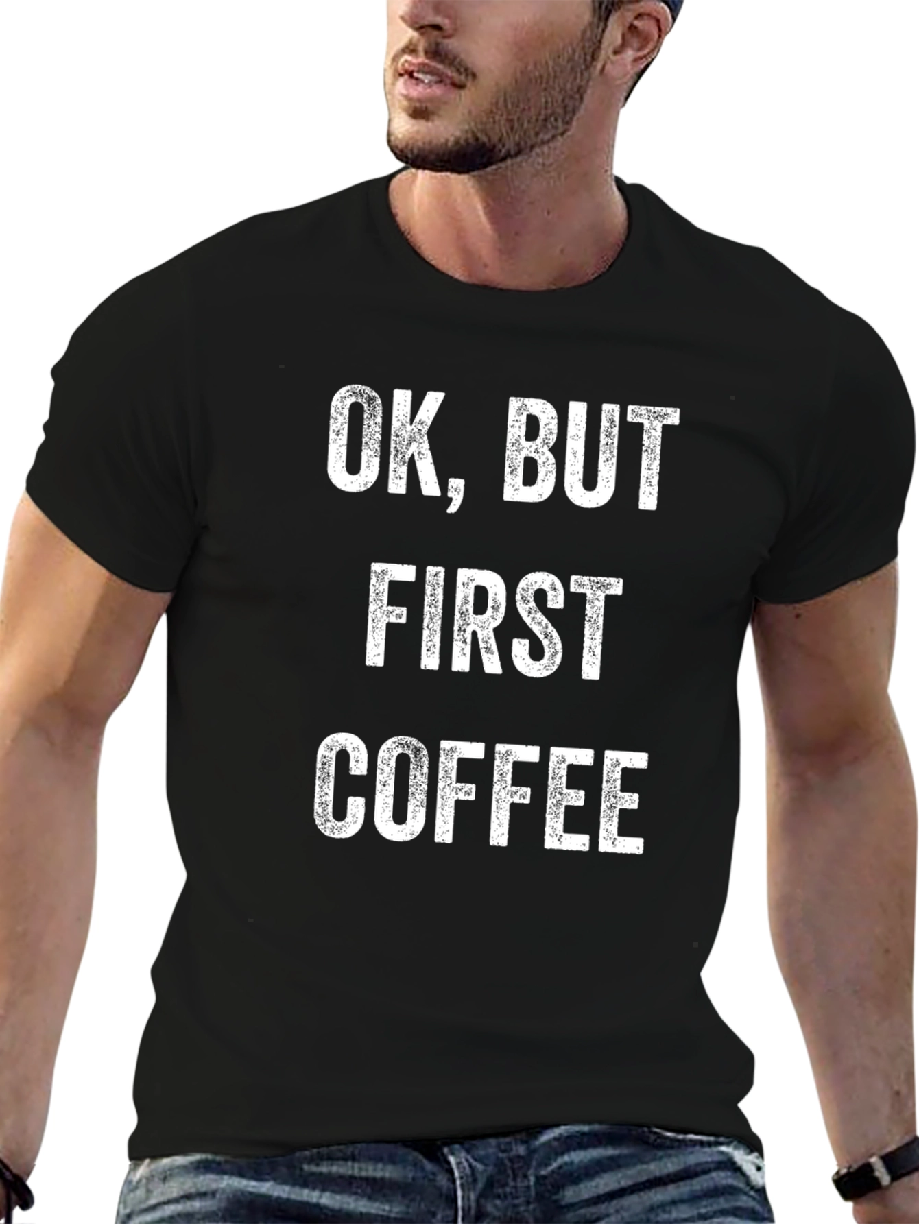 Ok But First Coffee Graphic Tee - Black