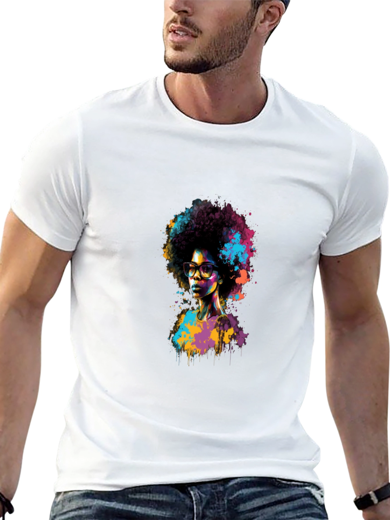 Afro Art Graphic Tee - Stylish Black T-Shirt