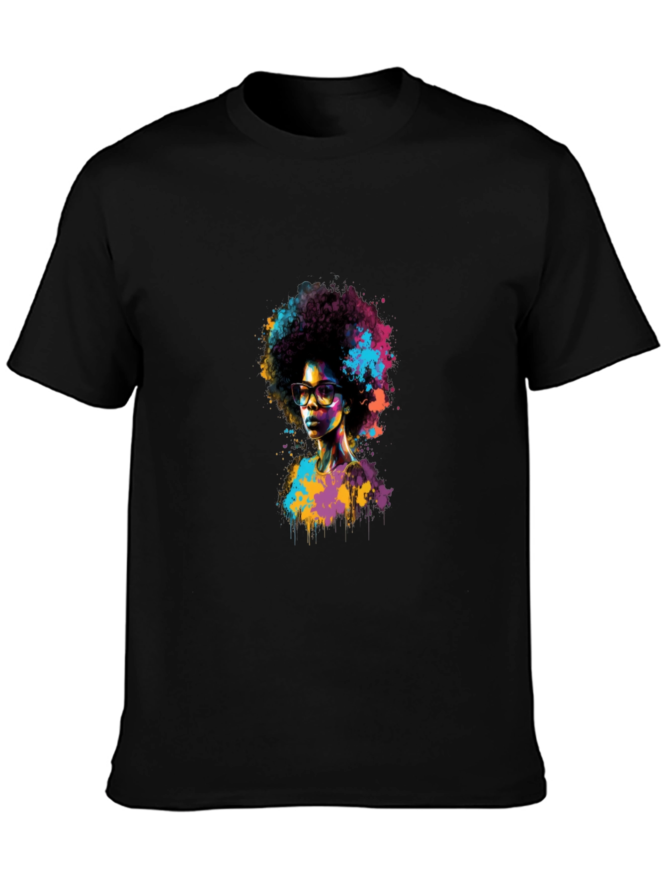 Afro Art Graphic Tee - Stylish Black T-Shirt