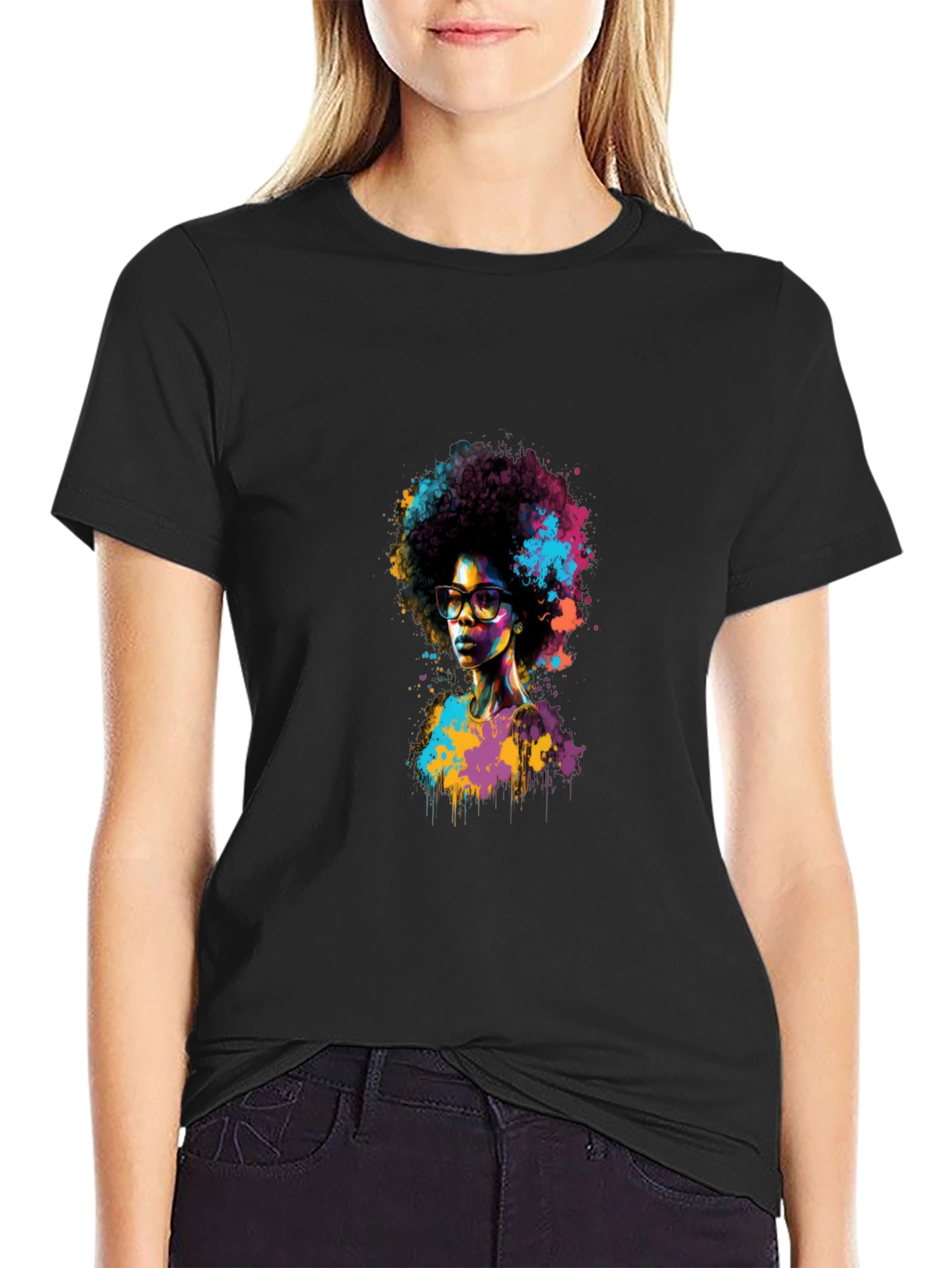Afro Art Graphic Tee - Stylish Black T-Shirt
