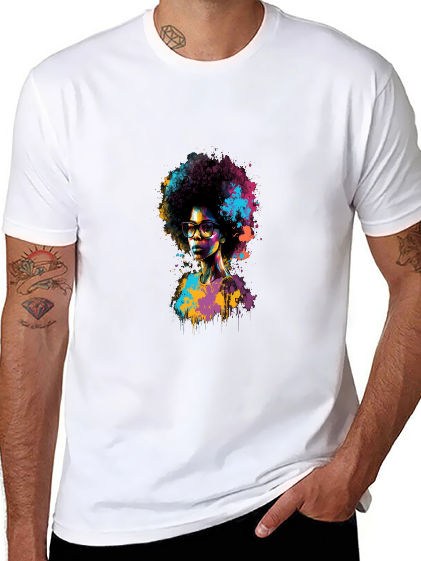 Afro Art Graphic Tee - Stylish Black T-Shirt