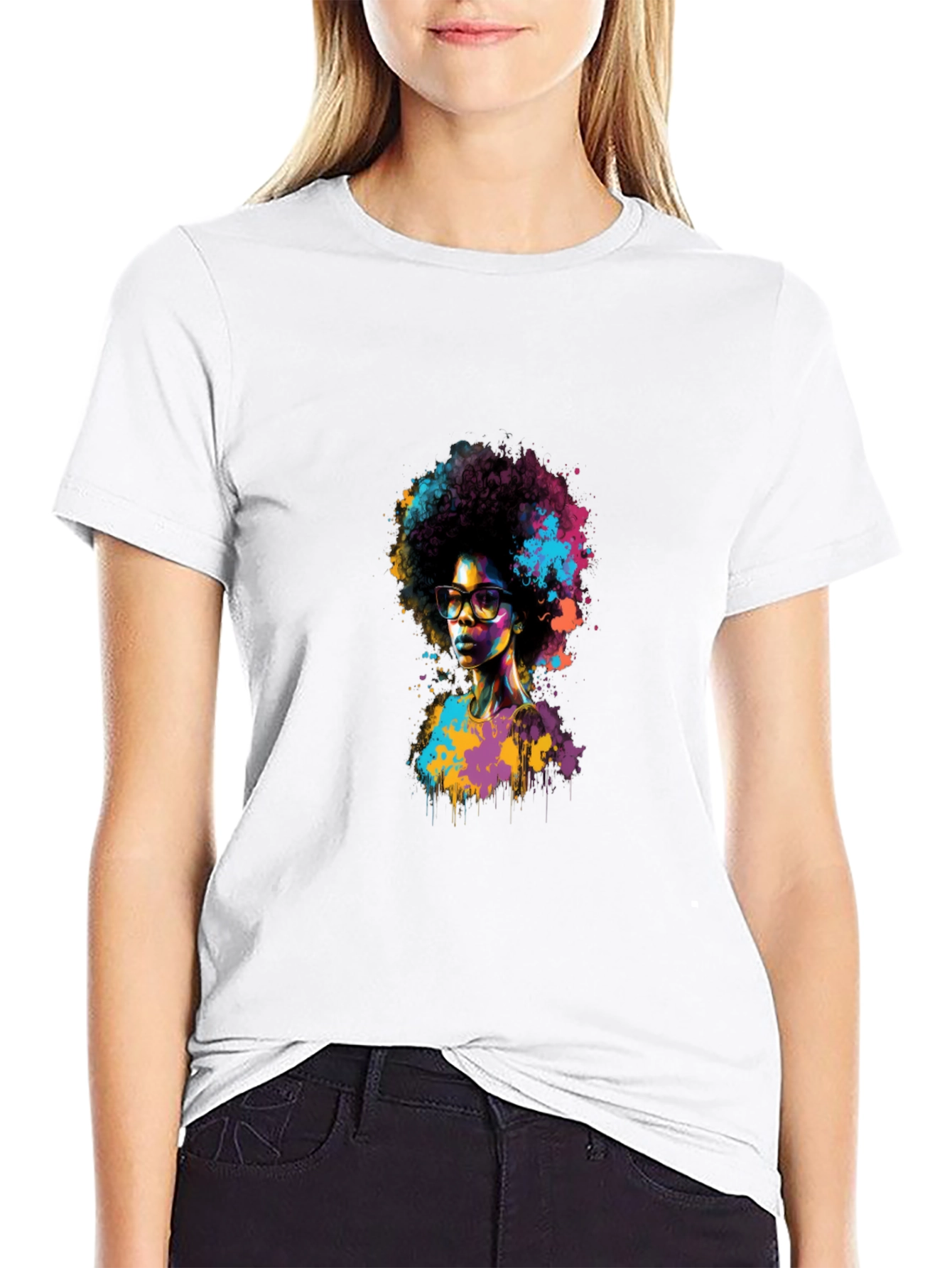 Afro Art Graphic Tee - Stylish Black T-Shirt