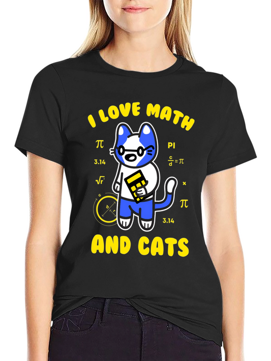 I Love Math and Cats T-Shirt Funny Geek Nerd Tee