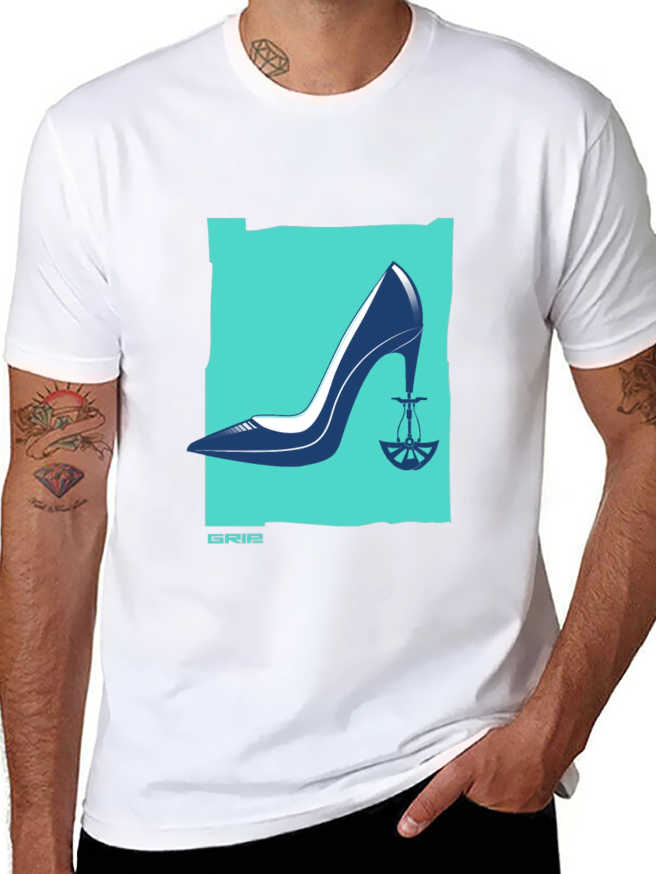 Stylish Graphic T-Shirt - High Heel Hookah Design