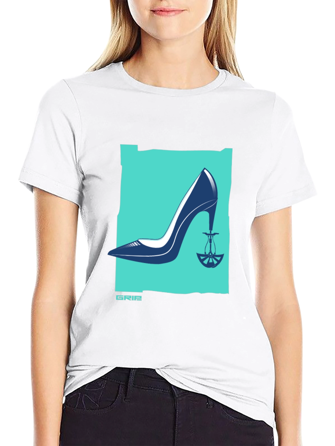 Stylish Graphic T-Shirt - High Heel Hookah Design
