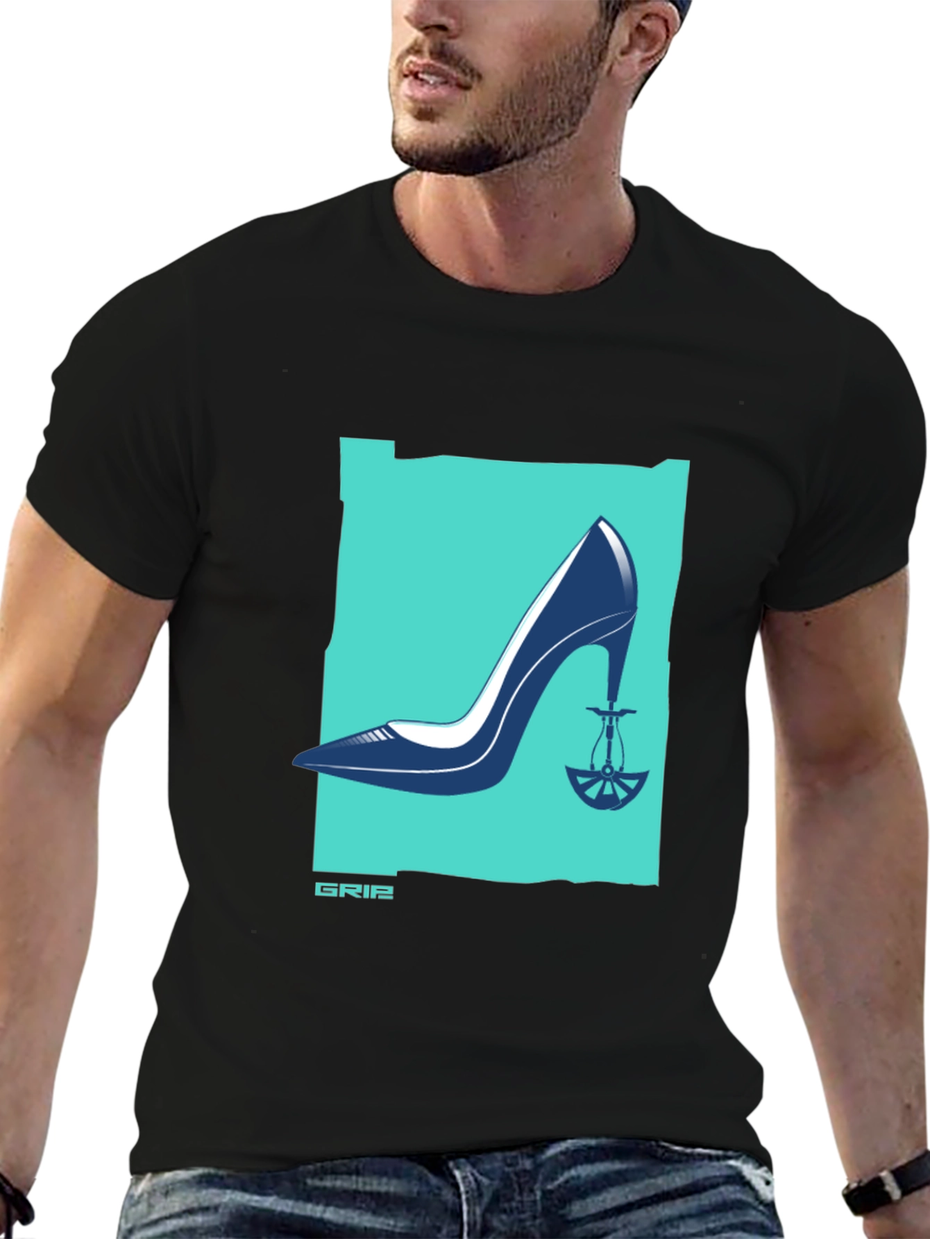 Stylish Graphic T-Shirt - High Heel Hookah Design