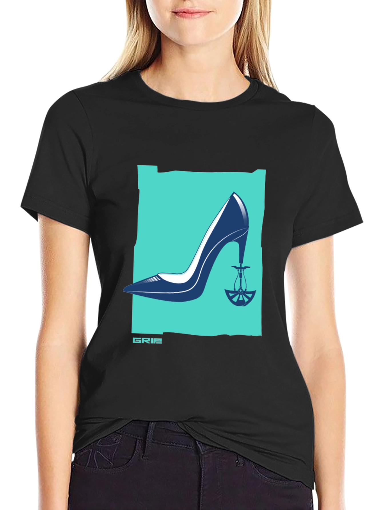 Stylish Graphic T-Shirt - High Heel Hookah Design