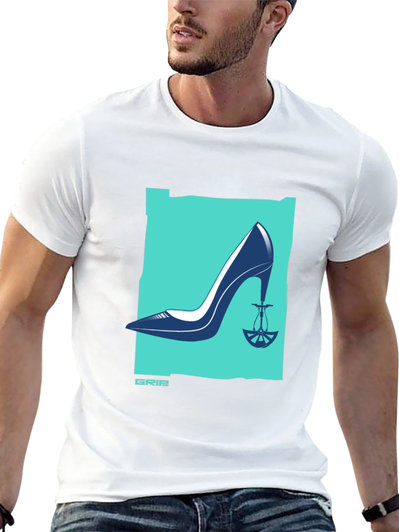 Stylish Graphic T-Shirt - High Heel Hookah Design