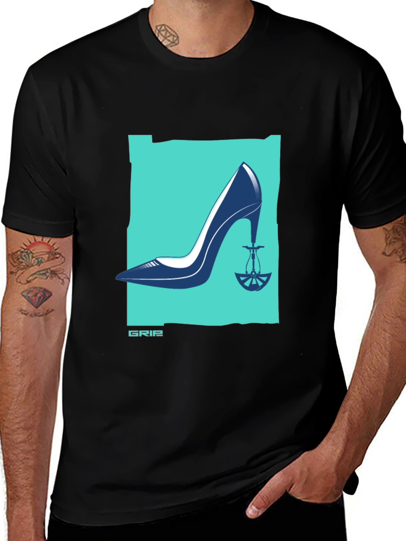Stylish Graphic T-Shirt - High Heel Hookah Design