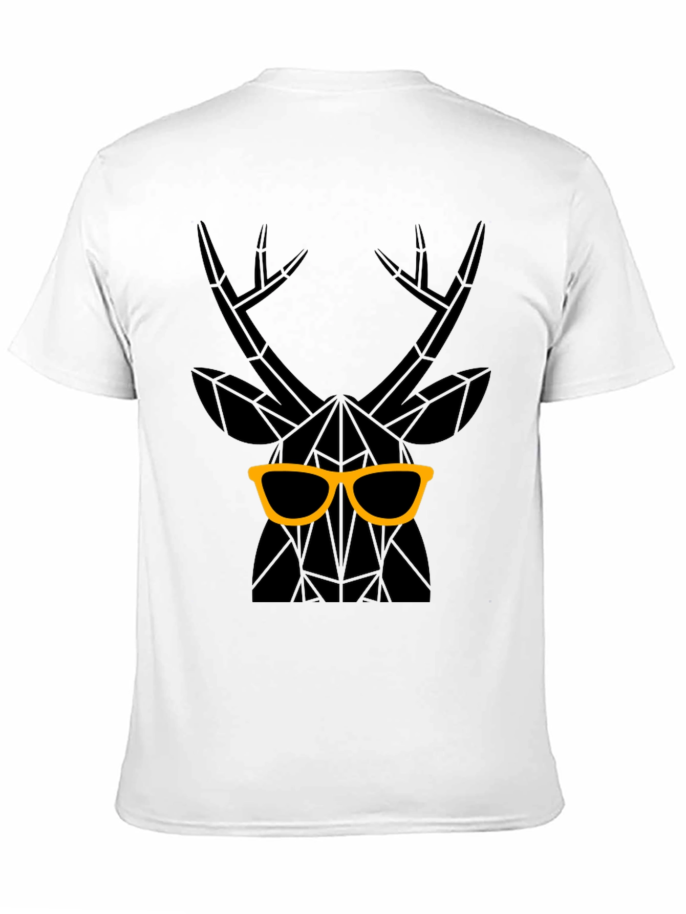 Geometric Deer with Glasses Graphic Tee - Black