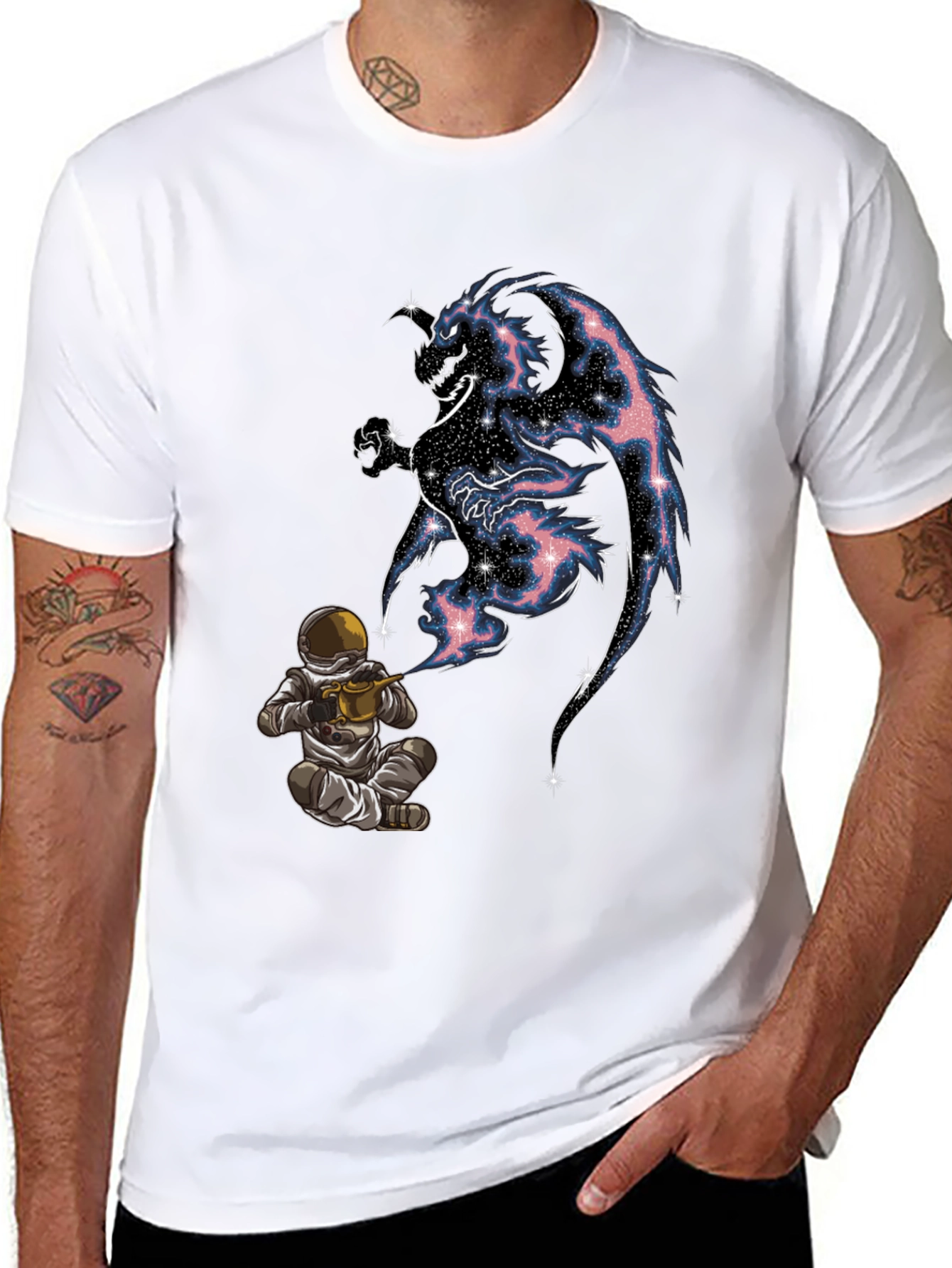 Cosmic Dragon Graphic Tee - Spaceman Gardener