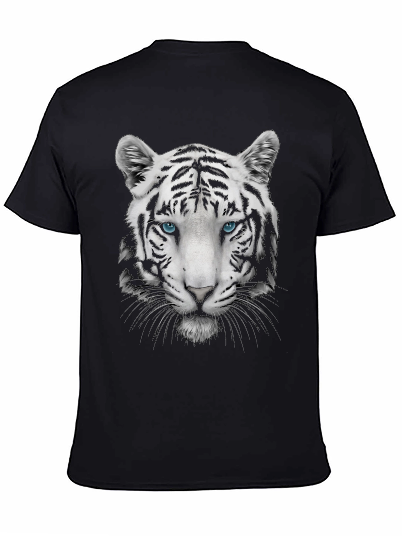 Cool White Tiger Graphic Print Tee - Black