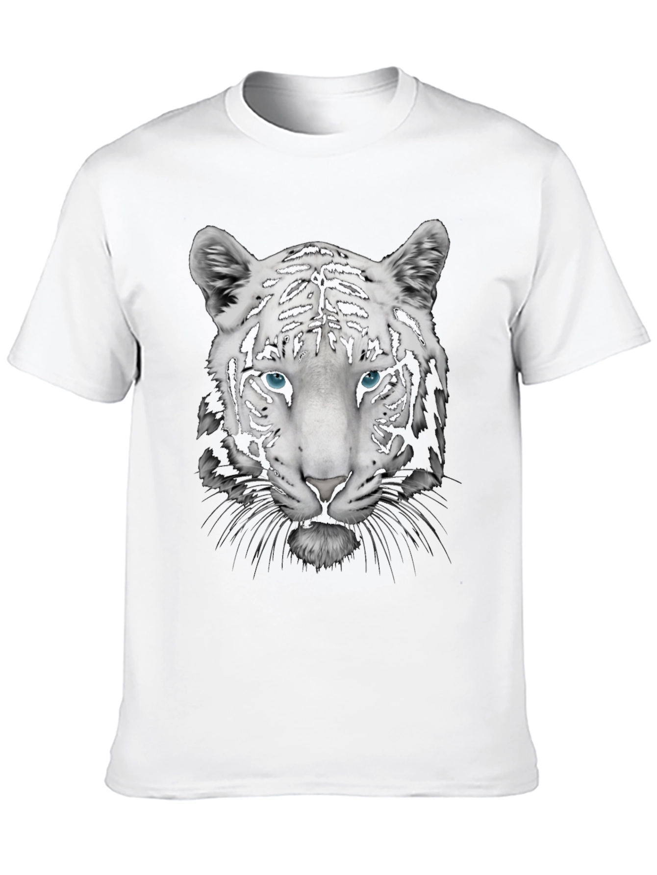 Cool White Tiger Graphic Print Tee - Black