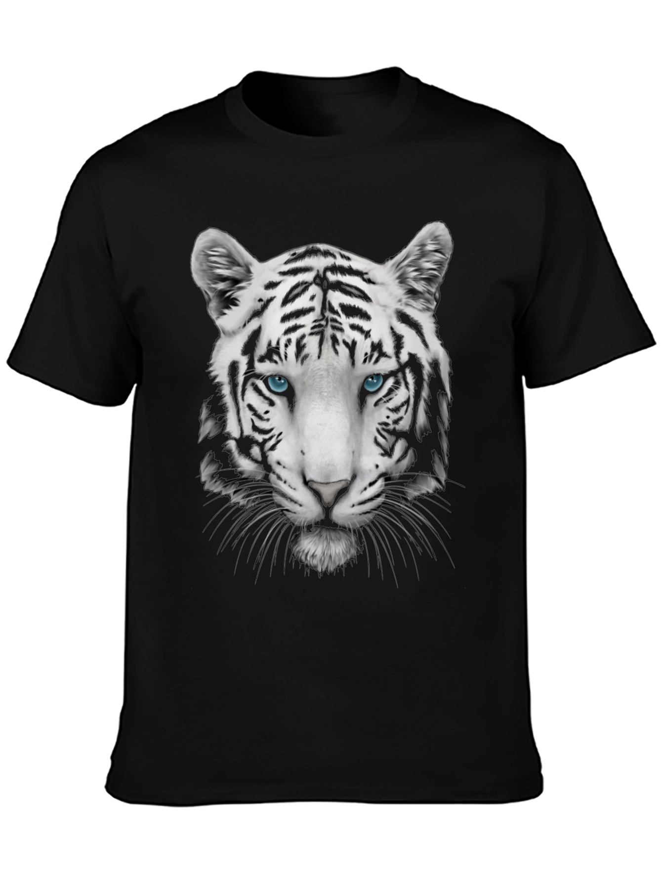 Cool White Tiger Graphic Print Tee - Black
