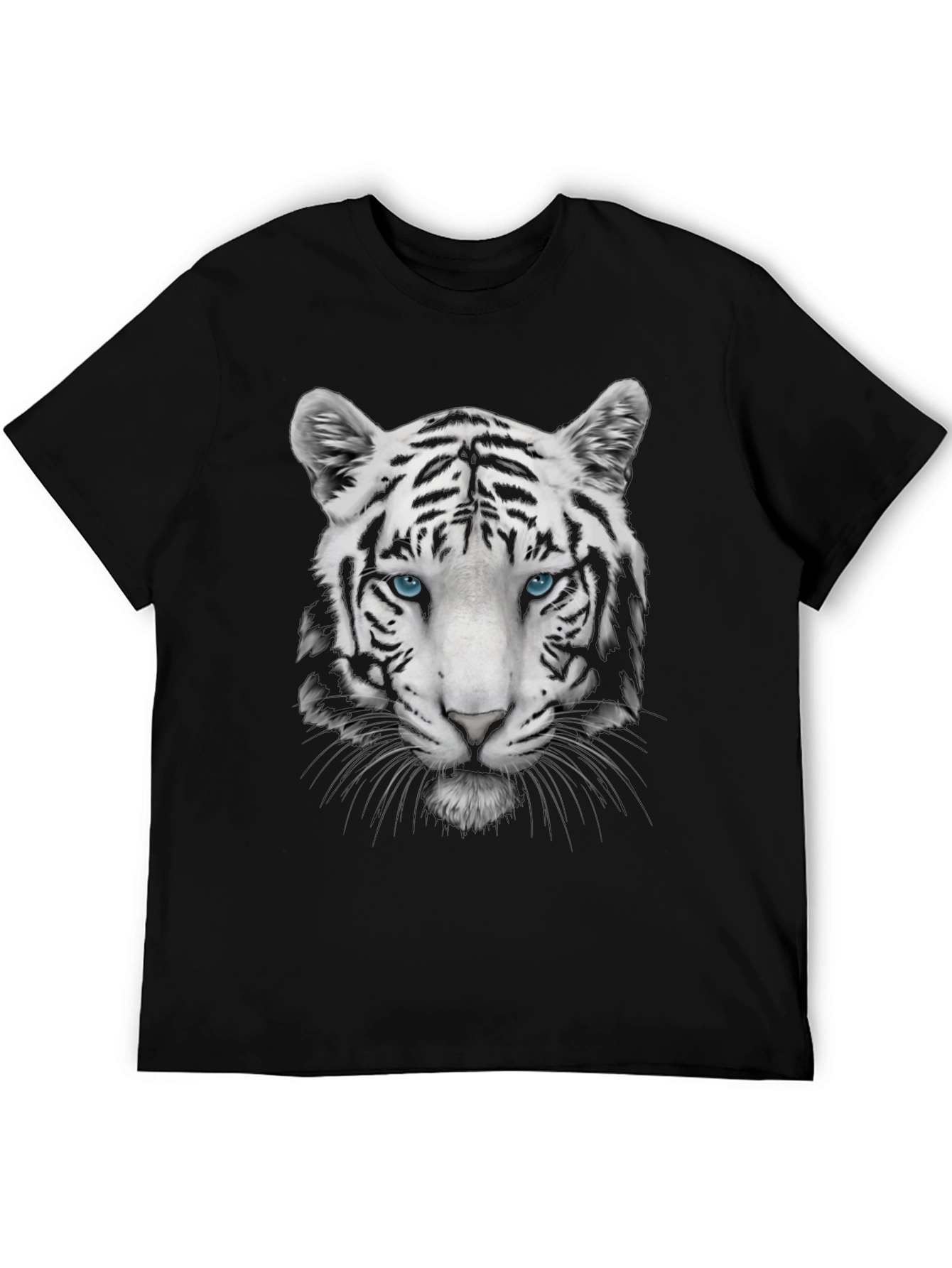 Cool White Tiger Graphic Print Tee - Black