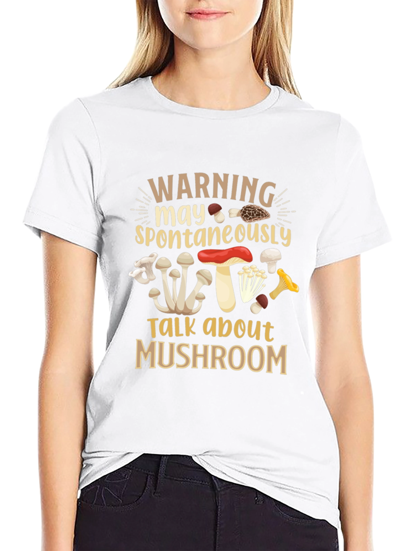 Mushroom Lover T-Shirt - Warning May Spontaneously Talk