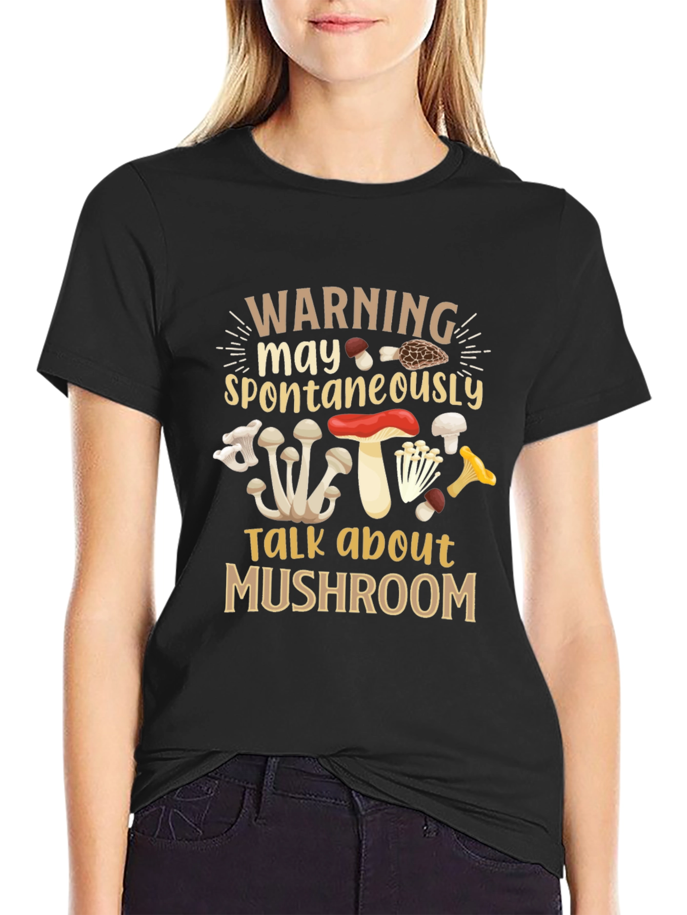 Mushroom Lover T-Shirt - Warning May Spontaneously Talk
