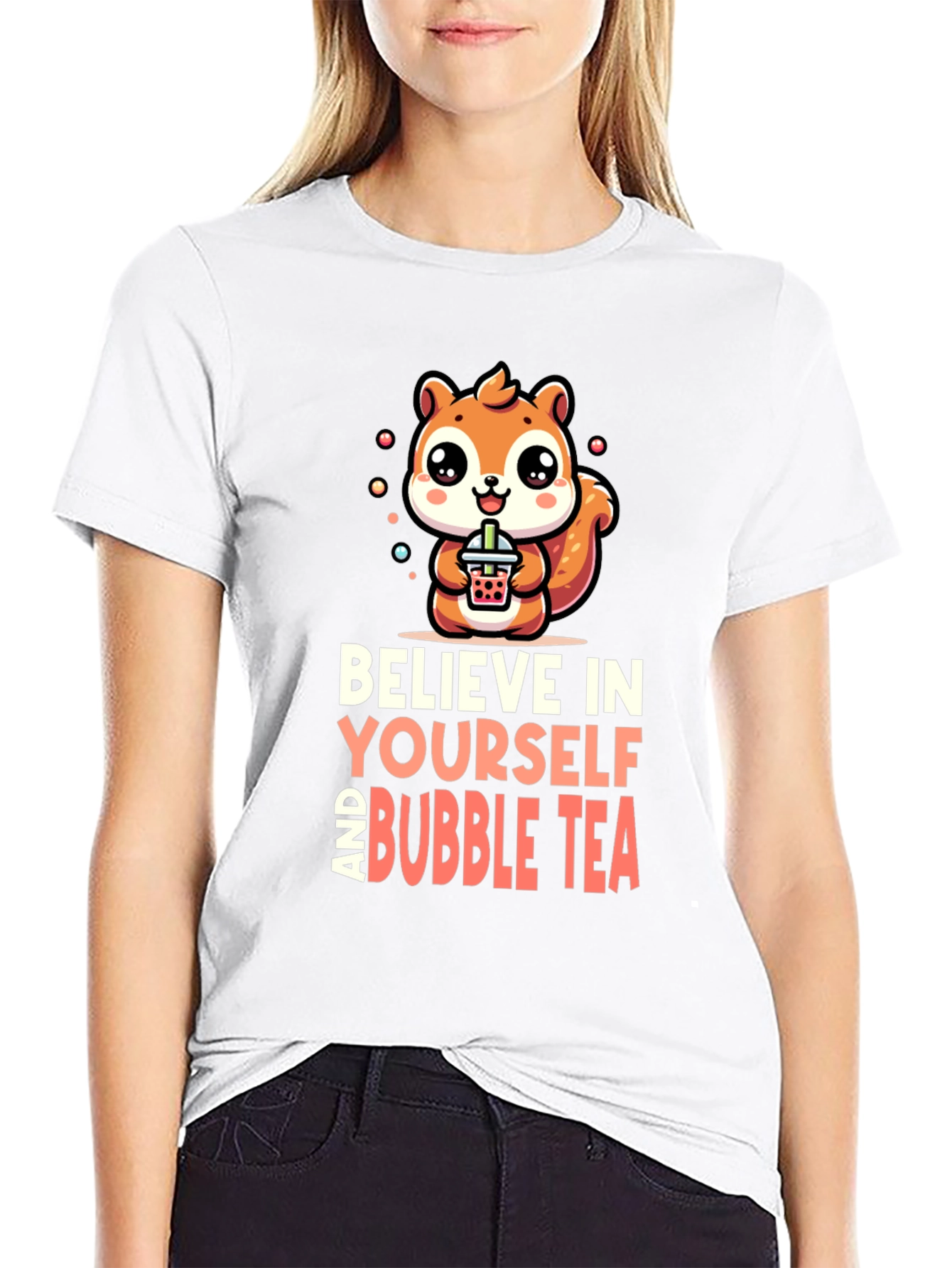 Believe In Yourself & Bubble Tea Black T-Shirt