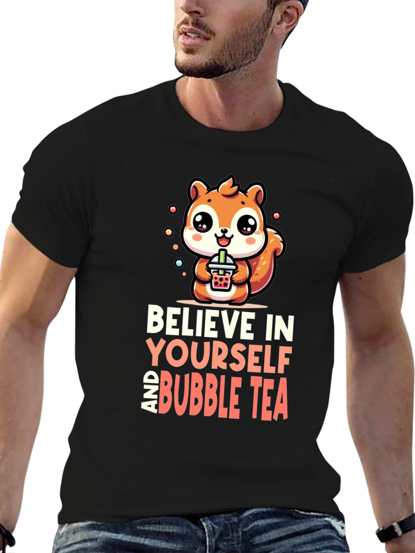 Believe In Yourself & Bubble Tea Black T-Shirt