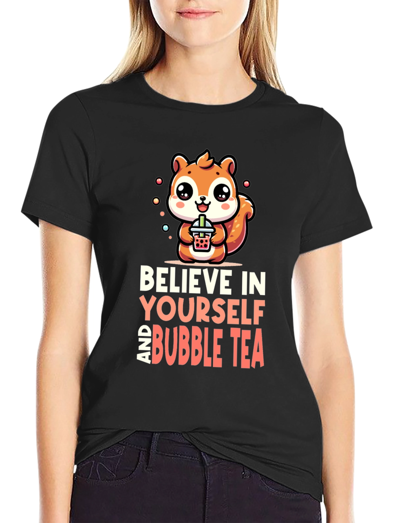Believe In Yourself & Bubble Tea Black T-Shirt