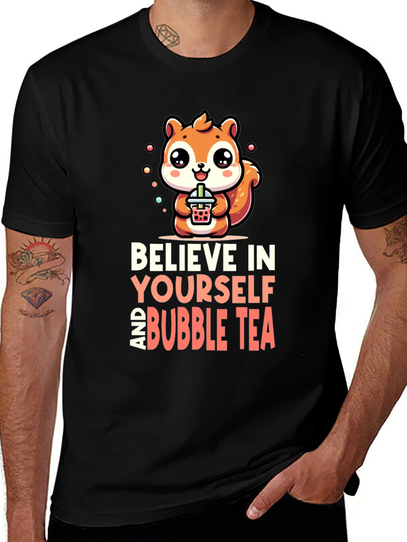 Believe In Yourself & Bubble Tea Black T-Shirt