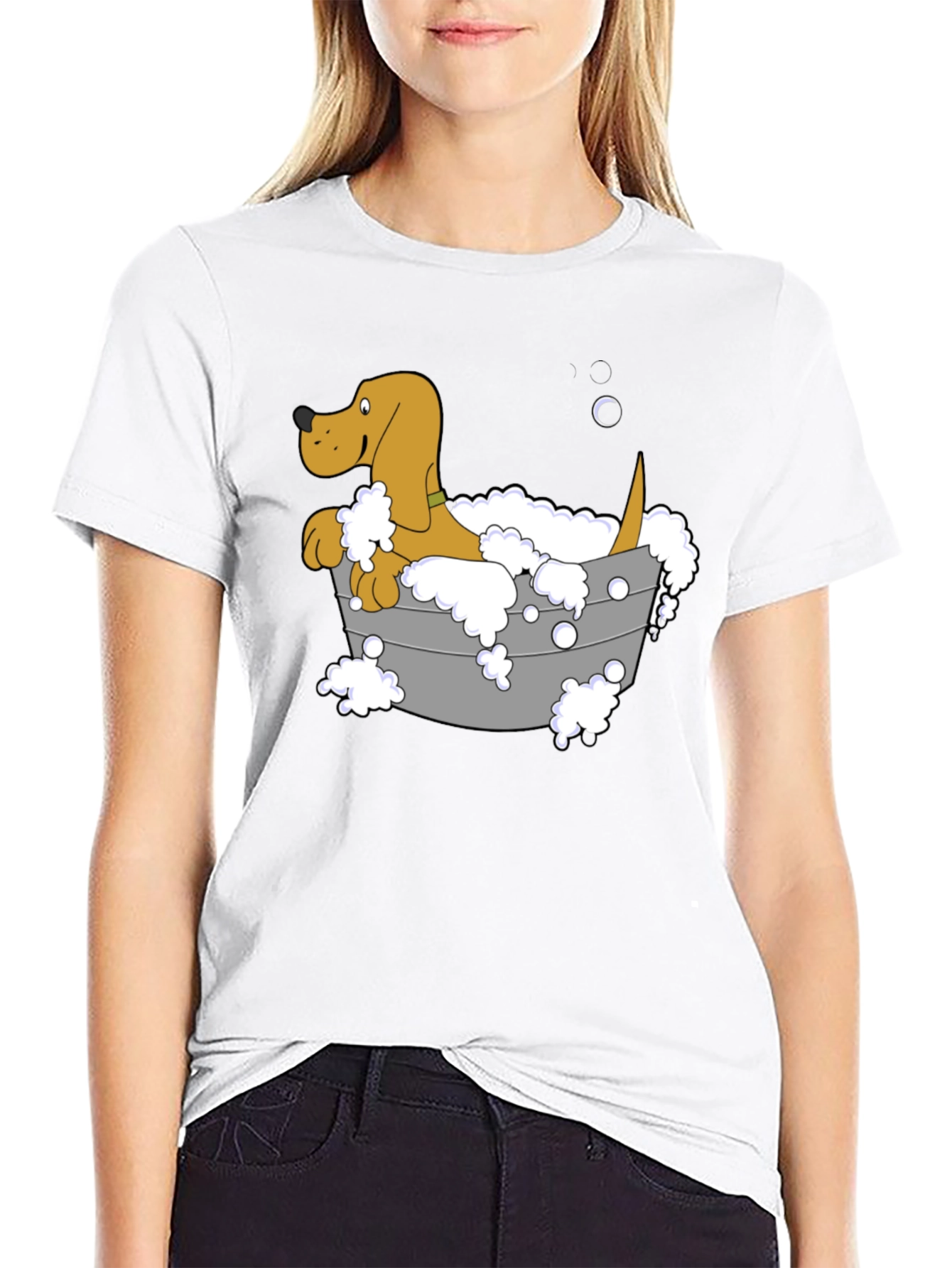 Dog in Tub Graphic Tee - Unisex Black T-Shirt