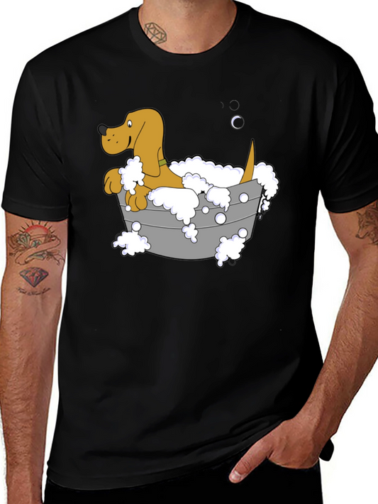 Dog in Tub Graphic Tee - Unisex Black T-Shirt