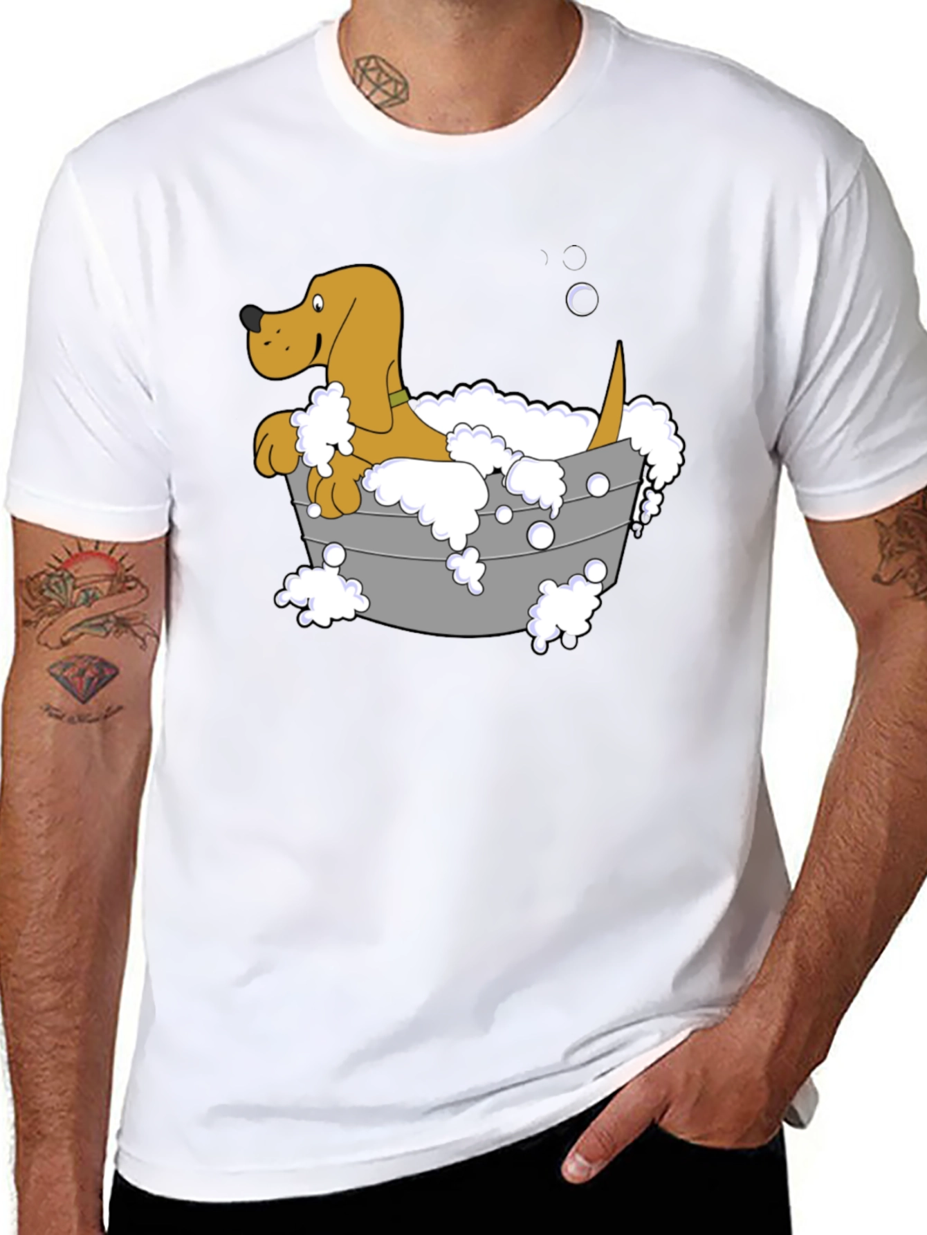 Dog in Tub Graphic Tee - Unisex Black T-Shirt