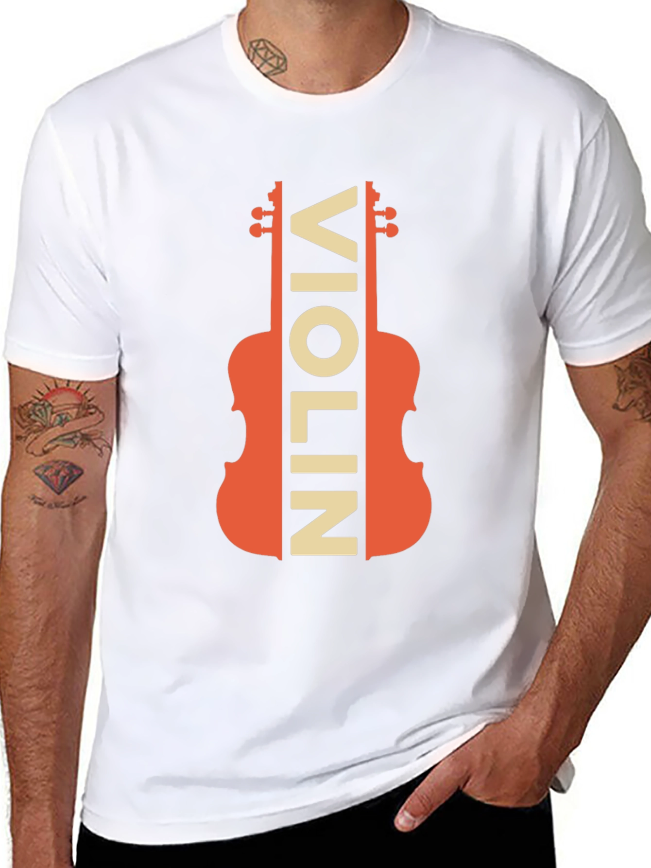 Violin Graphic Tee - Musicians Novelty T-Shirt