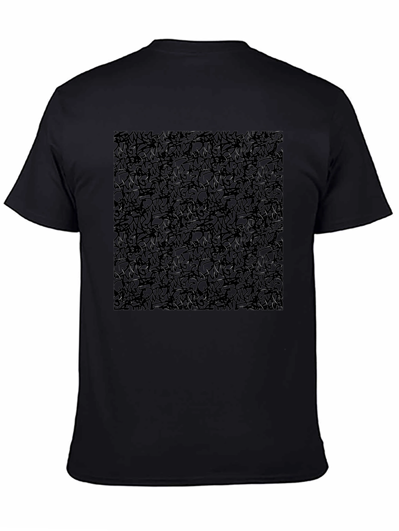 Abstract Graffiti Graphic Print Mens Black Tee