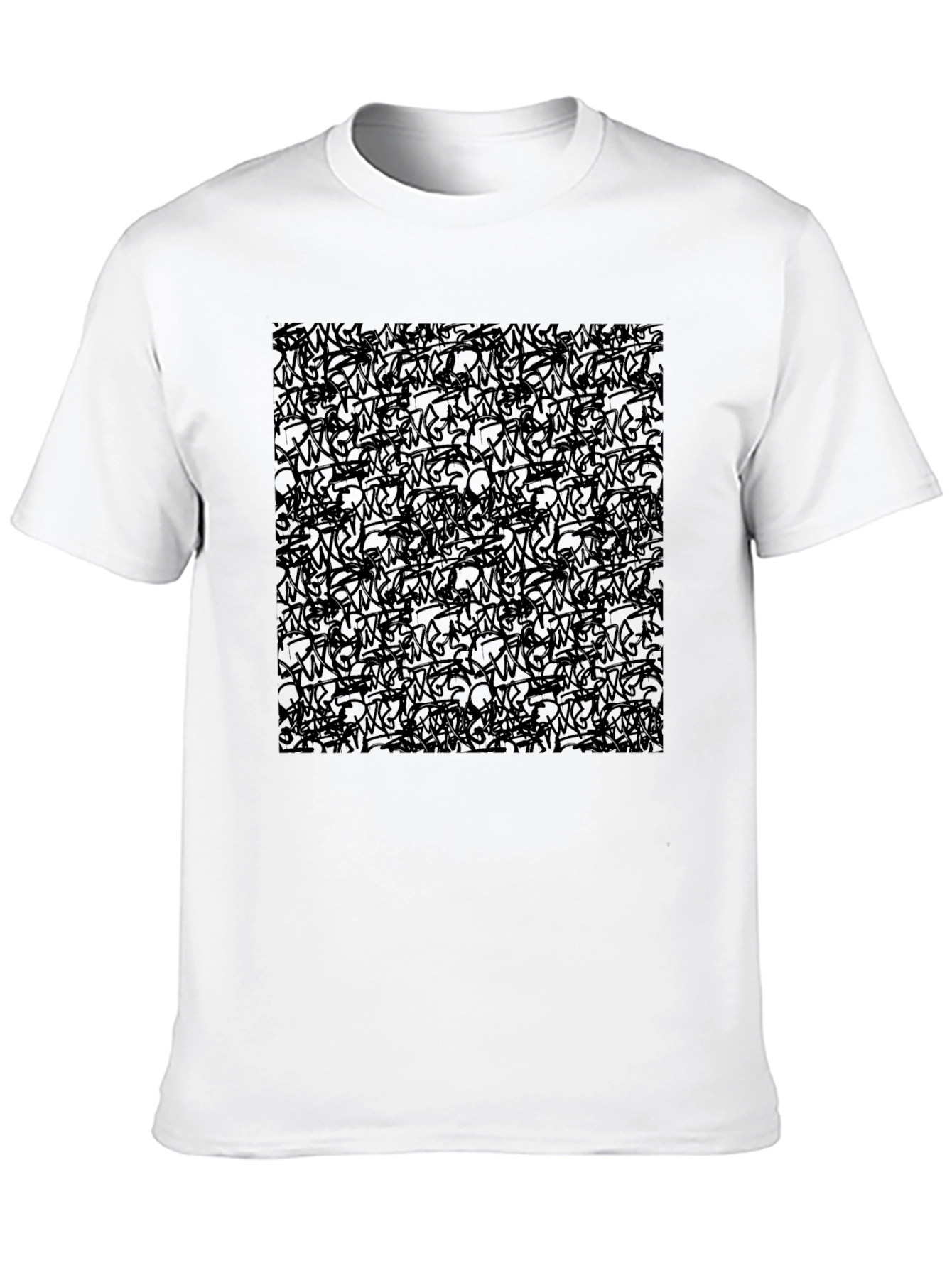 Abstract Graffiti Graphic Print Mens Black Tee