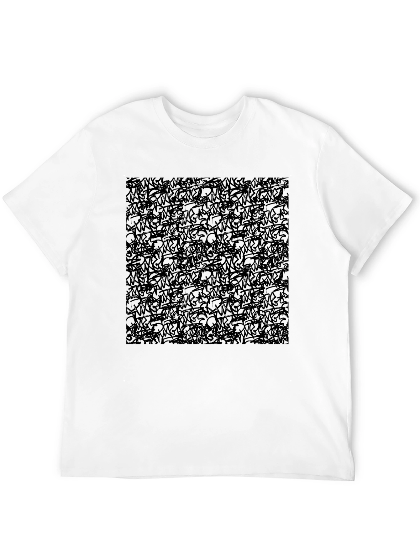 Abstract Graffiti Graphic Print Mens Black Tee