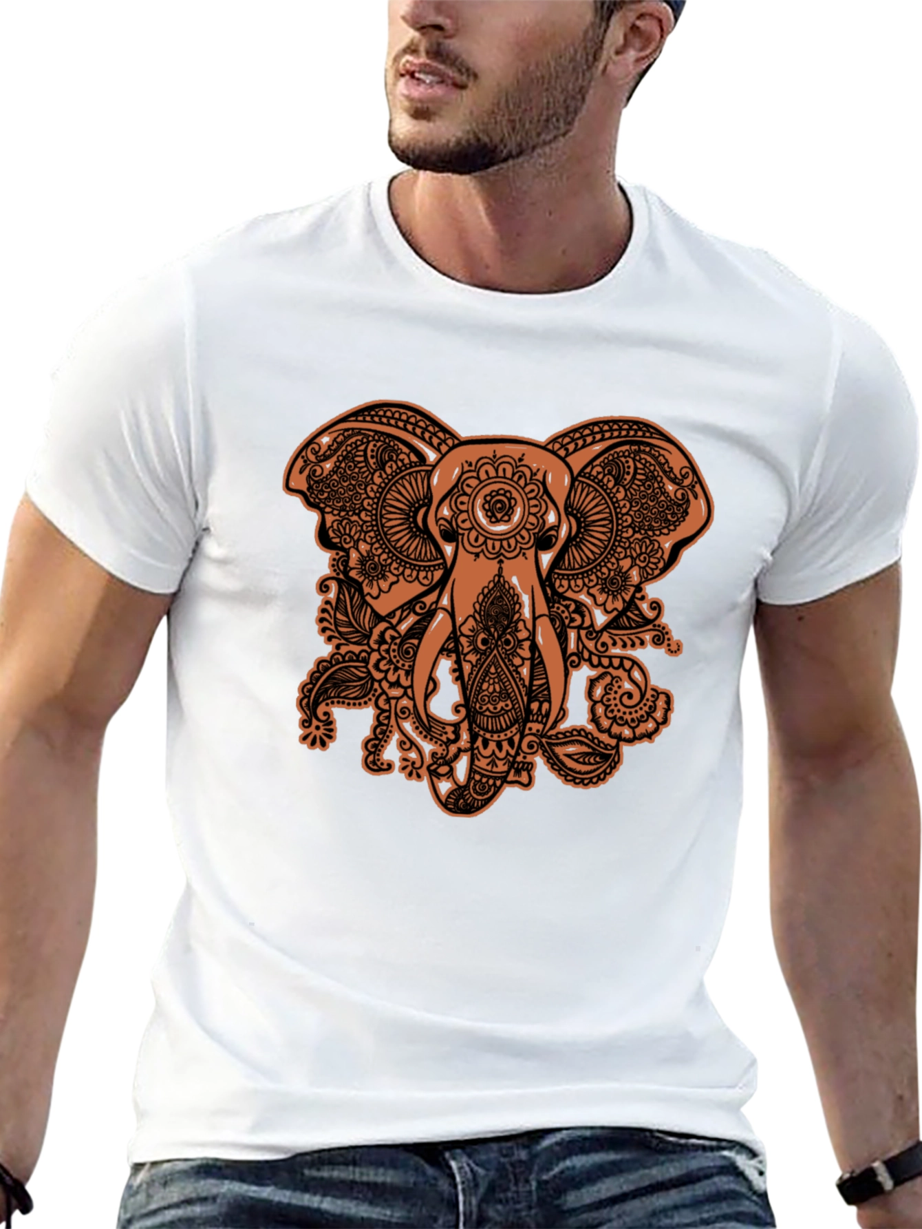 Elephant Paisley Graphic Tee - Black