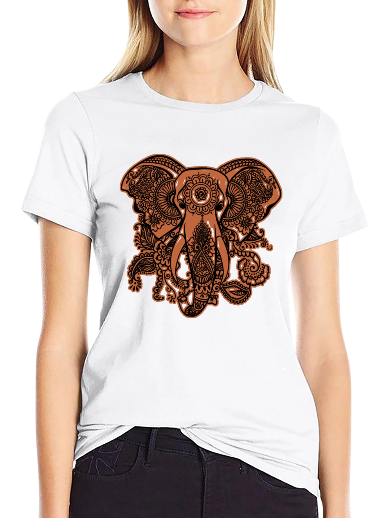 Elephant Paisley Graphic Tee - Black