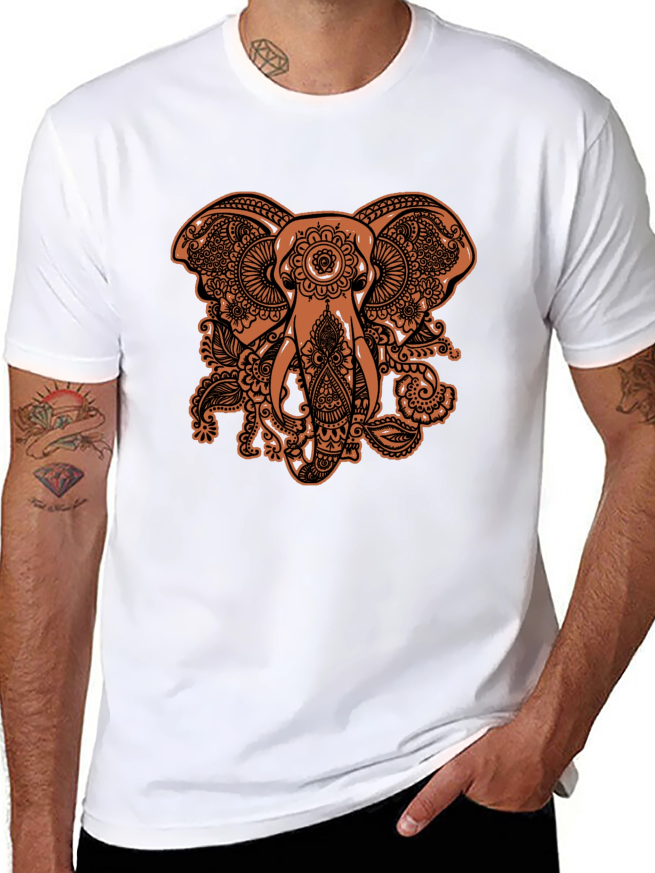 Elephant Paisley Graphic Tee - Black
